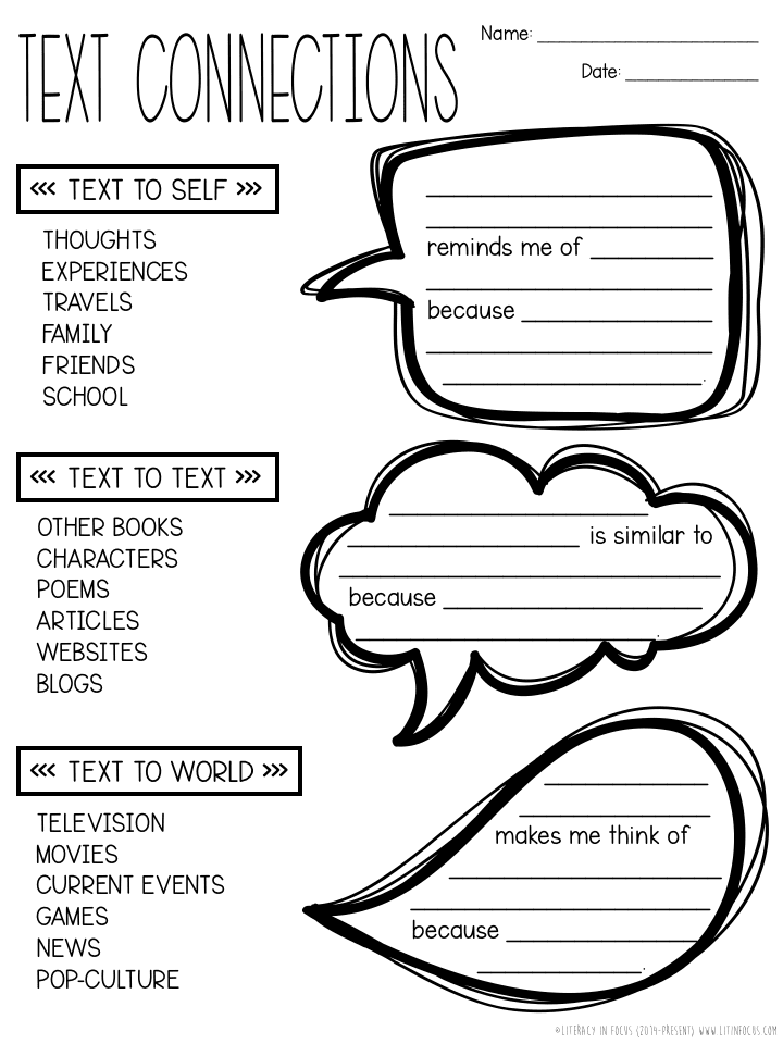 Text To Self Connections Printables