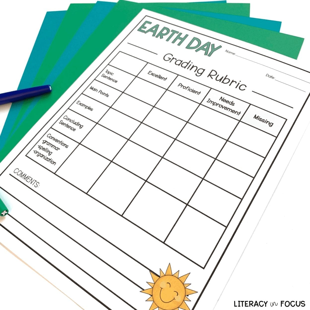 Earth Day Writing Rubric