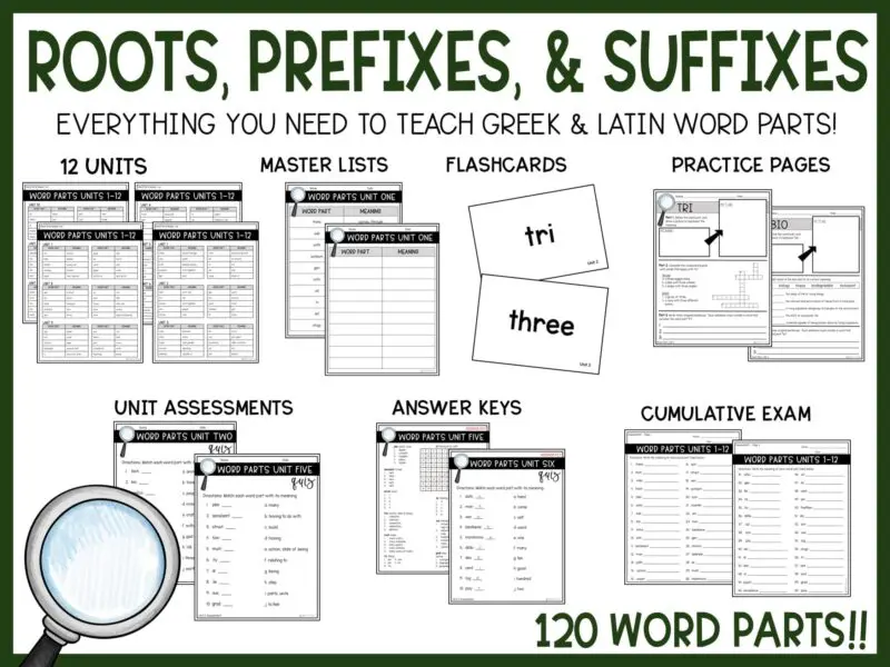 Roots, Prefixes, and Suffixes Worksheets