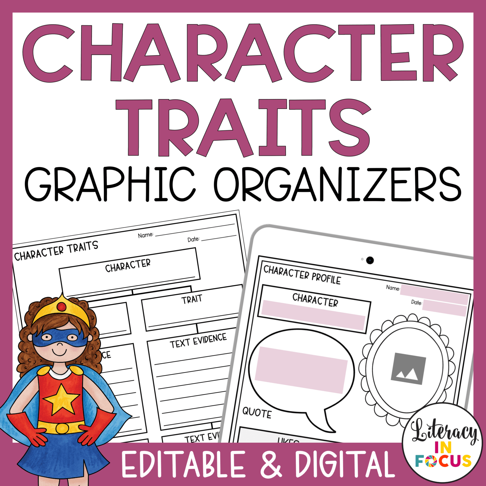 character trait chart graphic organizer