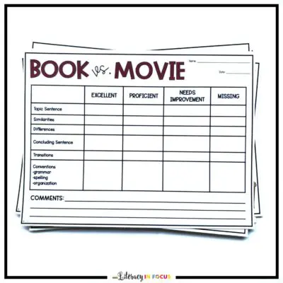 Book vs. Movie Comparison Rubric