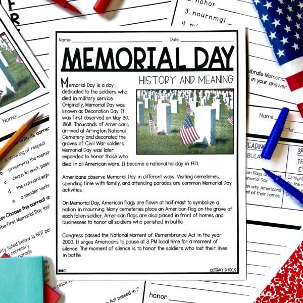 Memorial Day Text for Elementary 