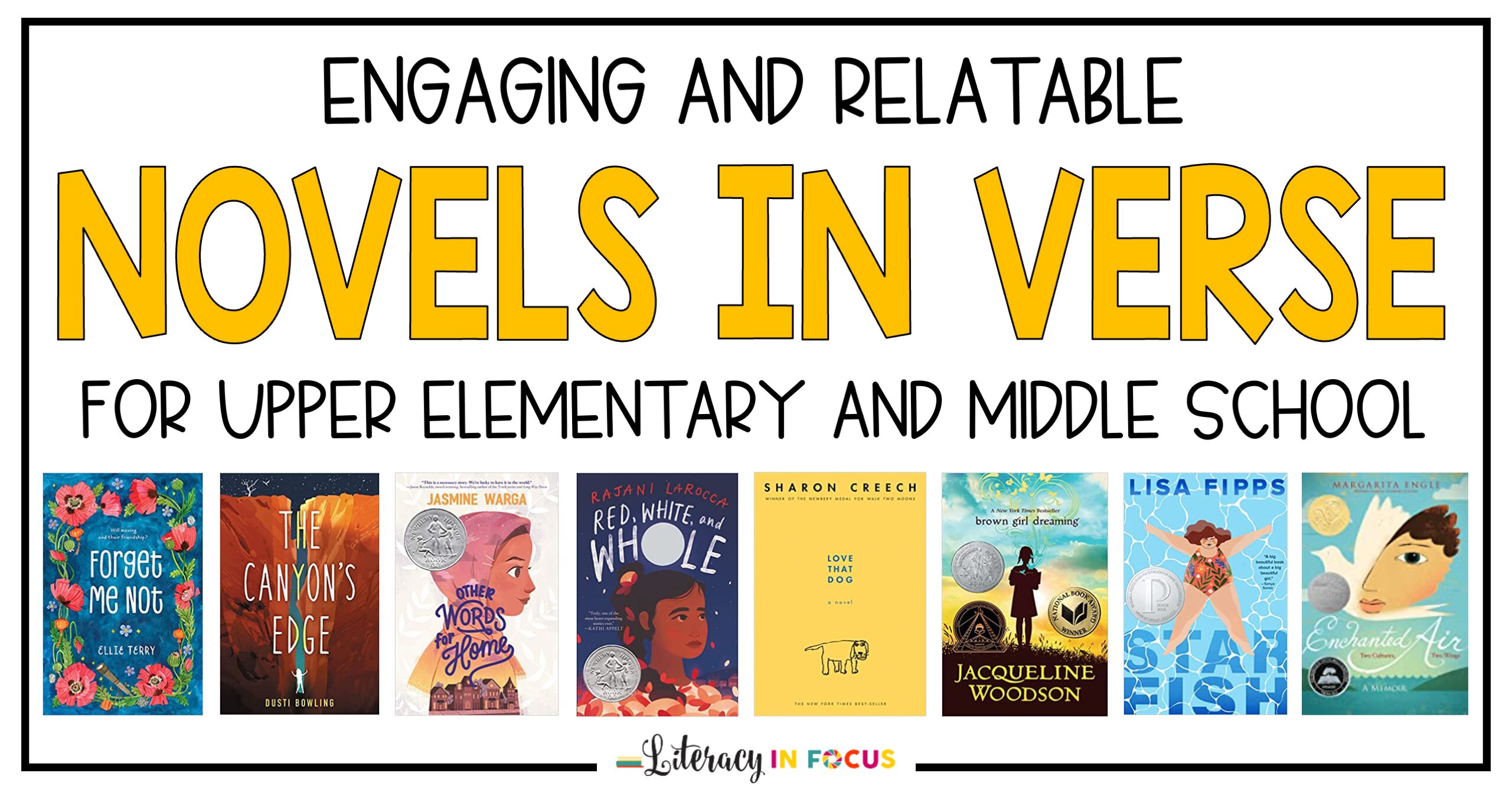 Top Ten Novels in Verse for Middle School  Best Books for 5th to 8th Grade  - Literacy In Focus
