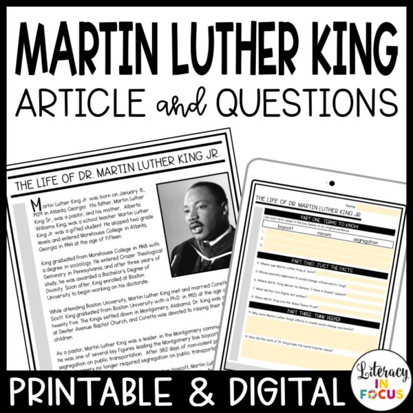 Martin Luther King Article and Questions
