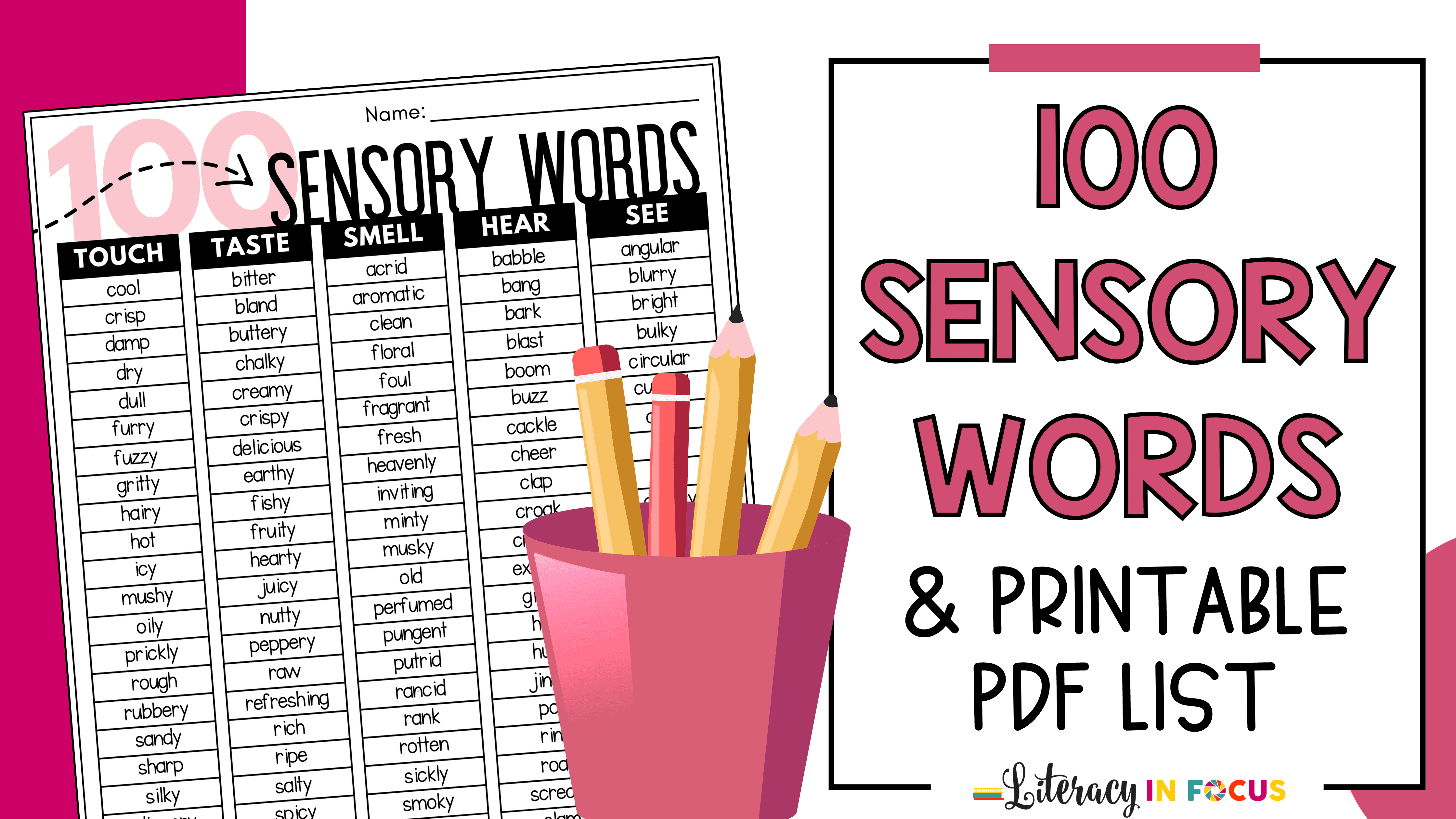 100 Sensory Words List