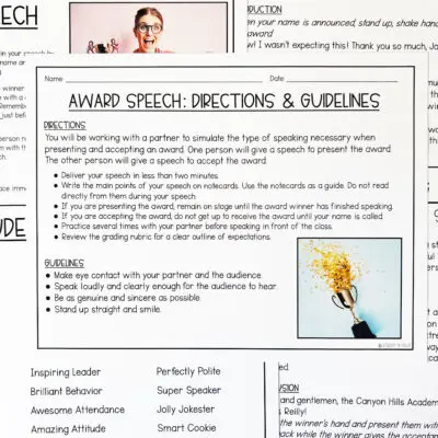 Award Speech Directions