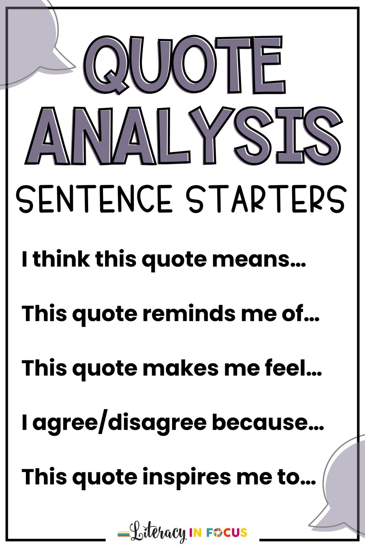 Quote Analysis Sentence Starters
