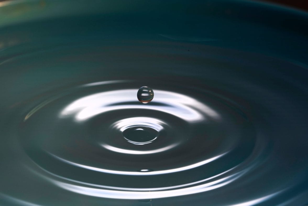 water droplet making ripples