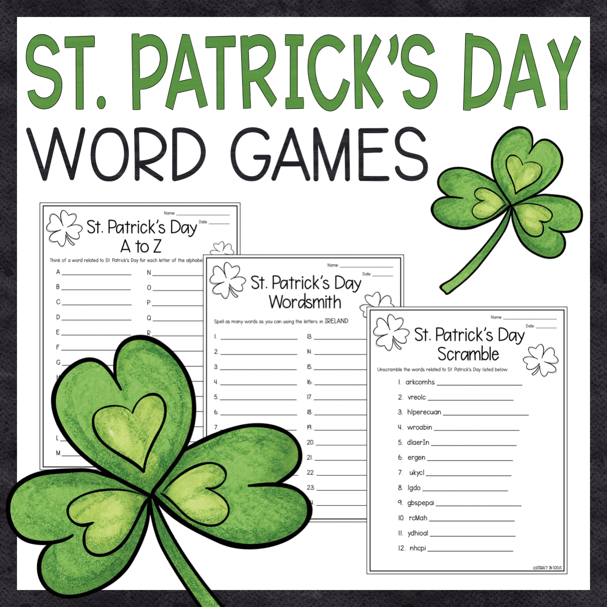 3 Printable Word Games for St. Patrick's Day Literacy in Focus A