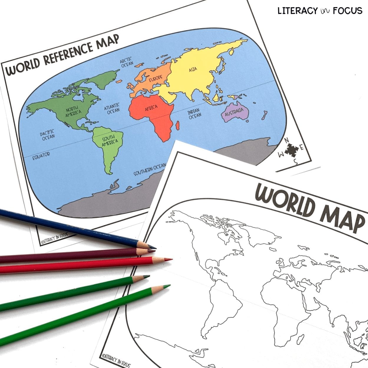 Printable World Map Worksheet and Quiz Literacy In Focus