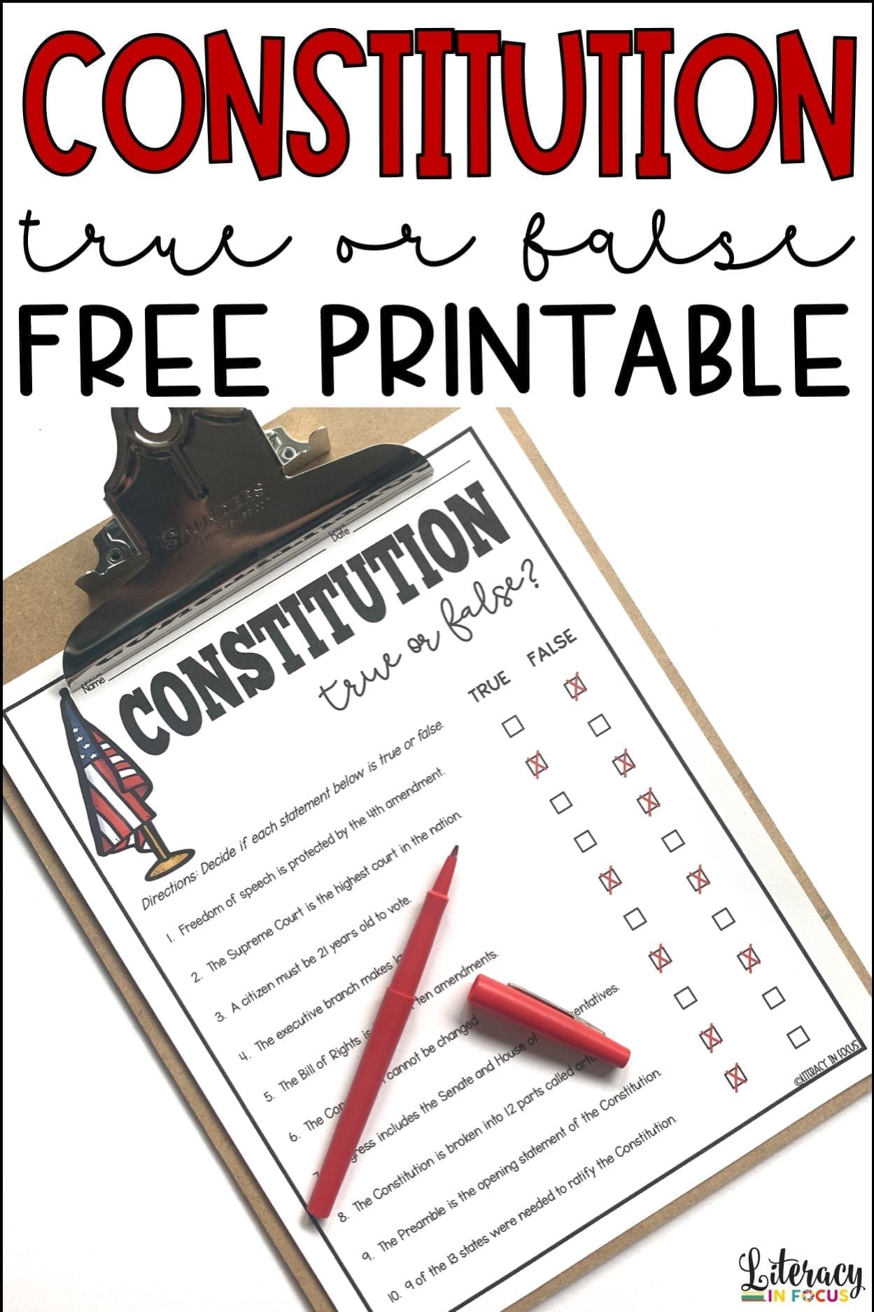 Constitution Worksheet Pin 2 Literacy In Focus