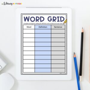 Spelling Word Grid Template