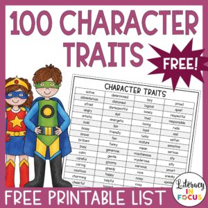 100 Character Traits Free Printable PDF