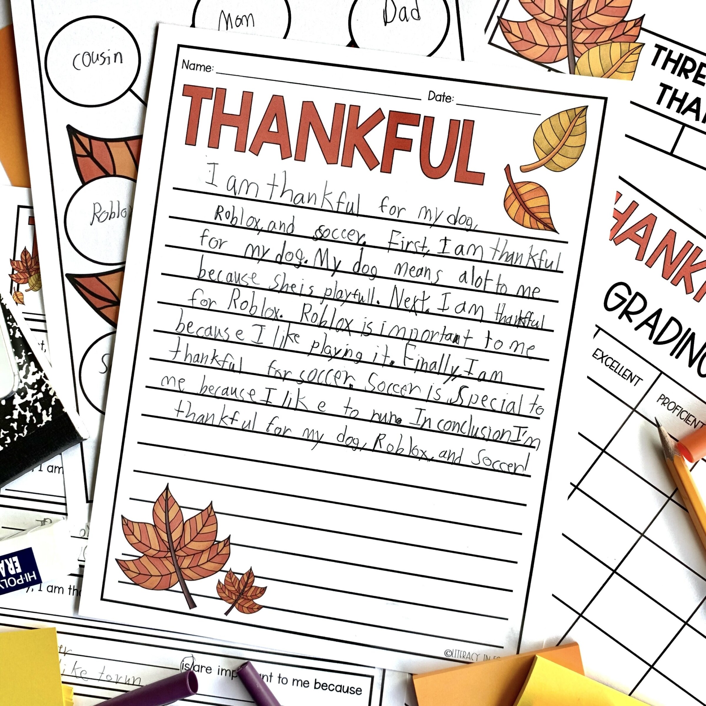 I Am Thankful For Writing Activity Literacy In Focus