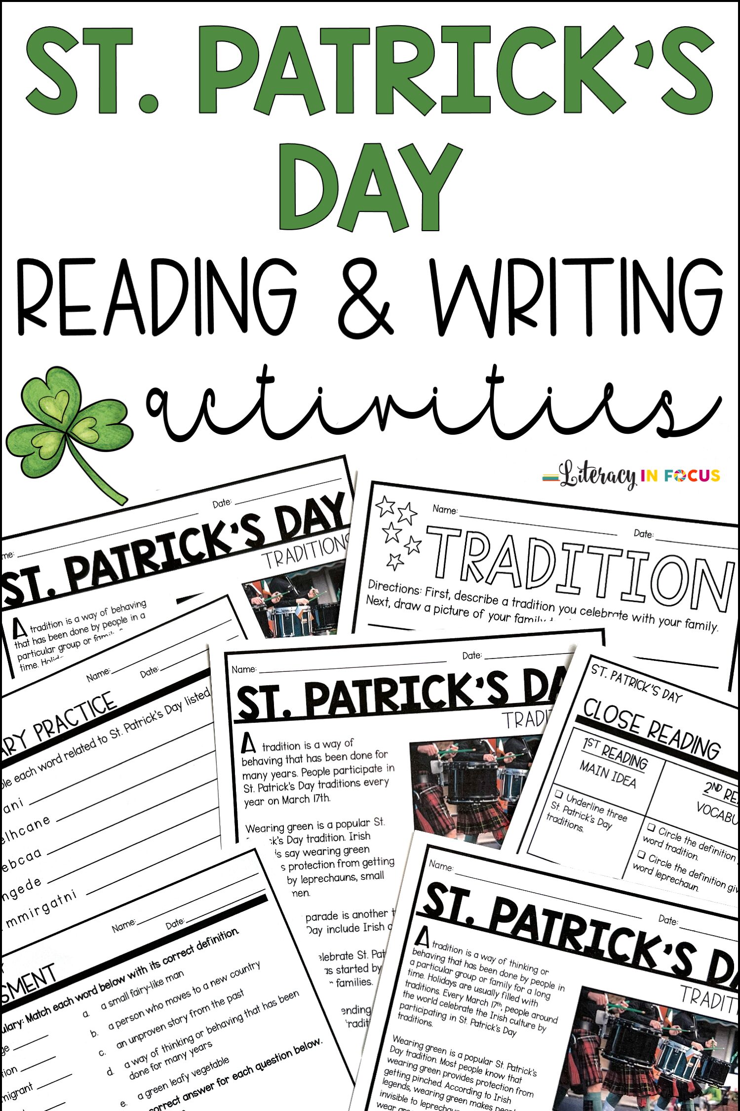 St. Patrick\'s Day Reading Comprehension and Writing Lesson Plan
