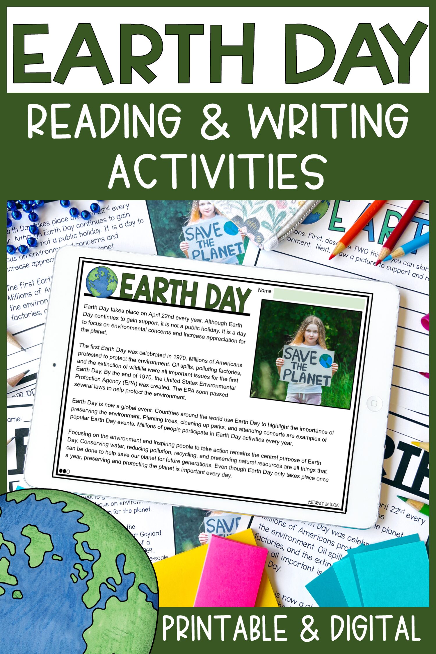 Earth Day Differentiated Reading and Writing Activities