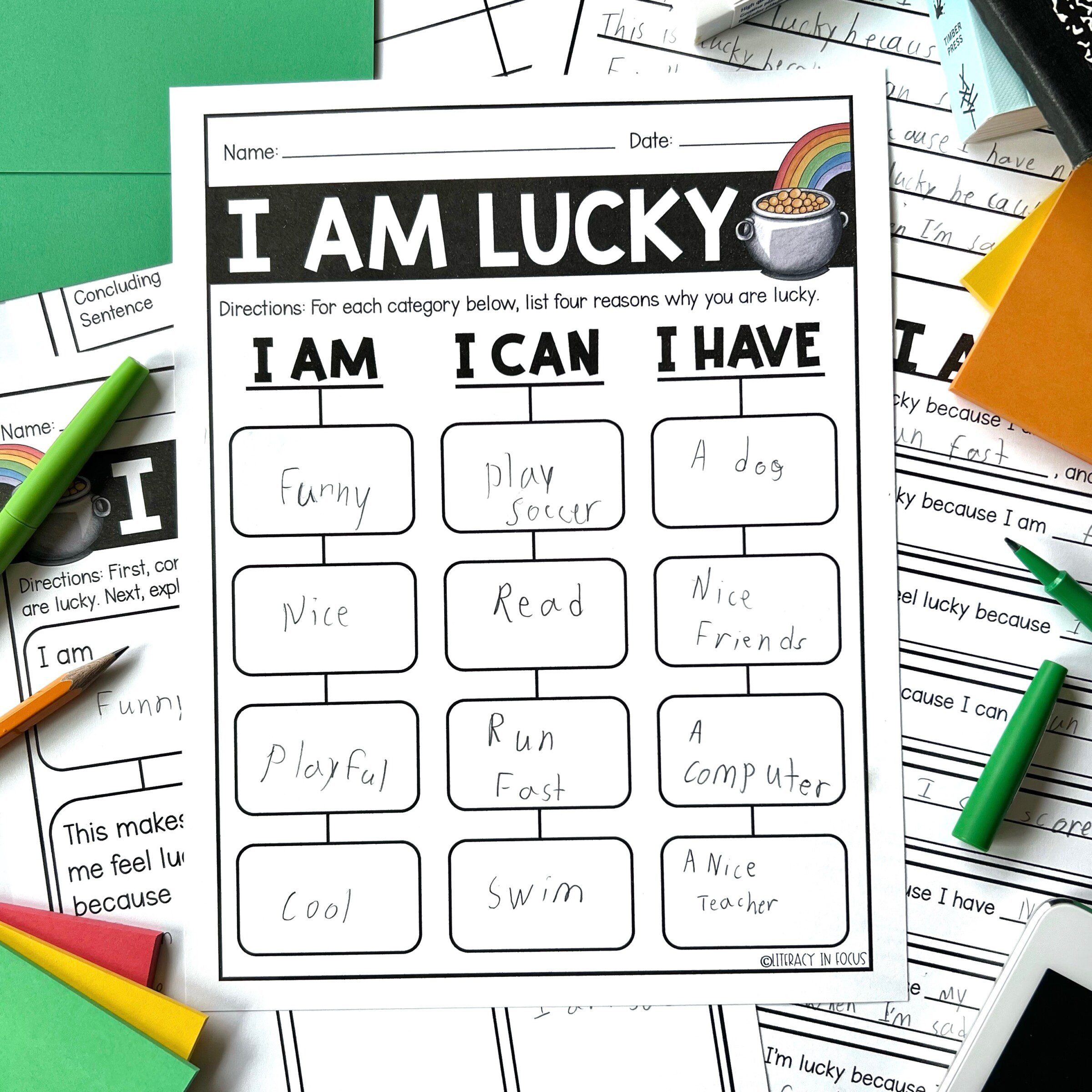 I Am Lucky St. Patrick's Day Writing Activity - Literacy In Focus