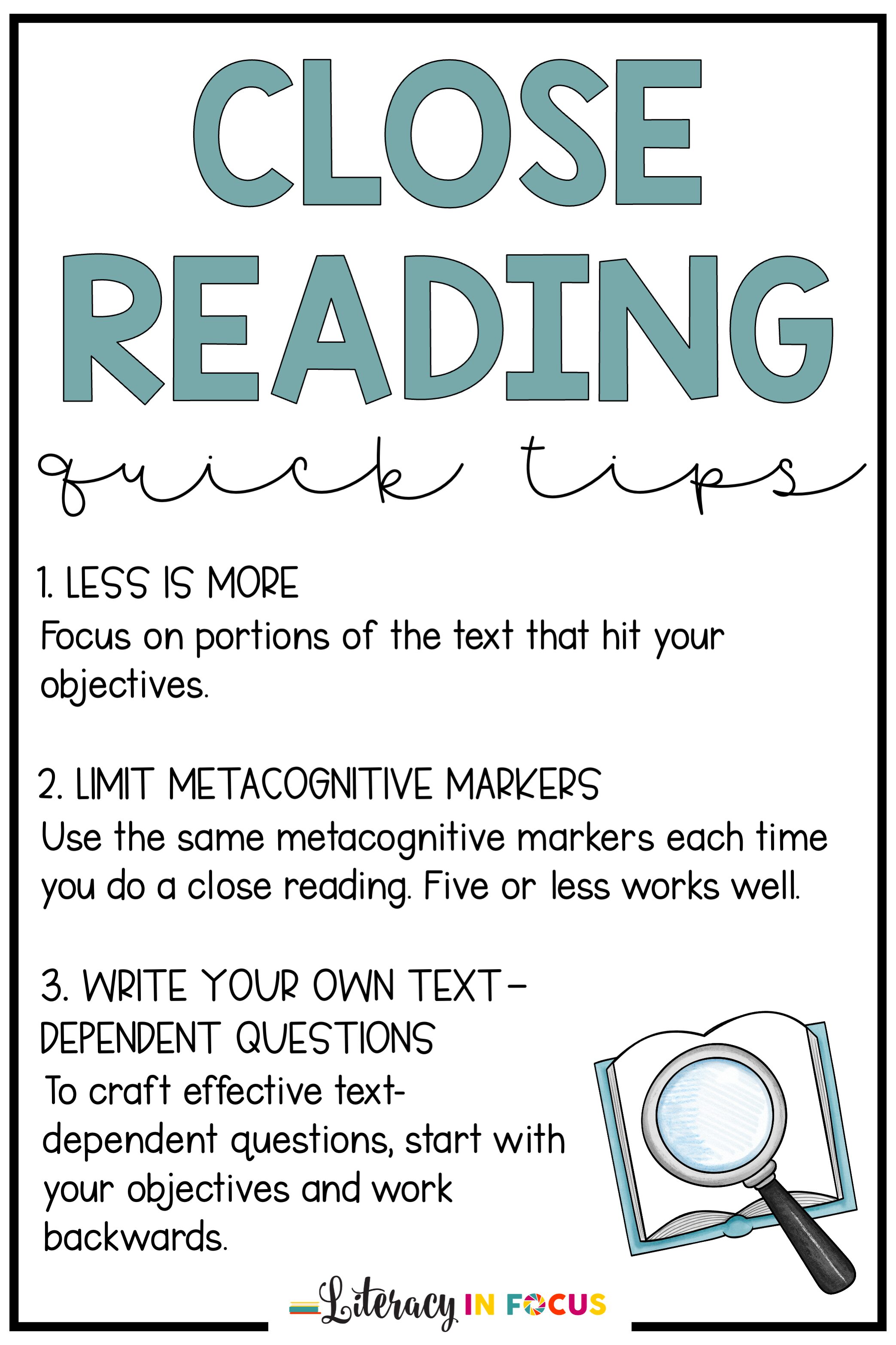 Close Reading Tips for Teachers