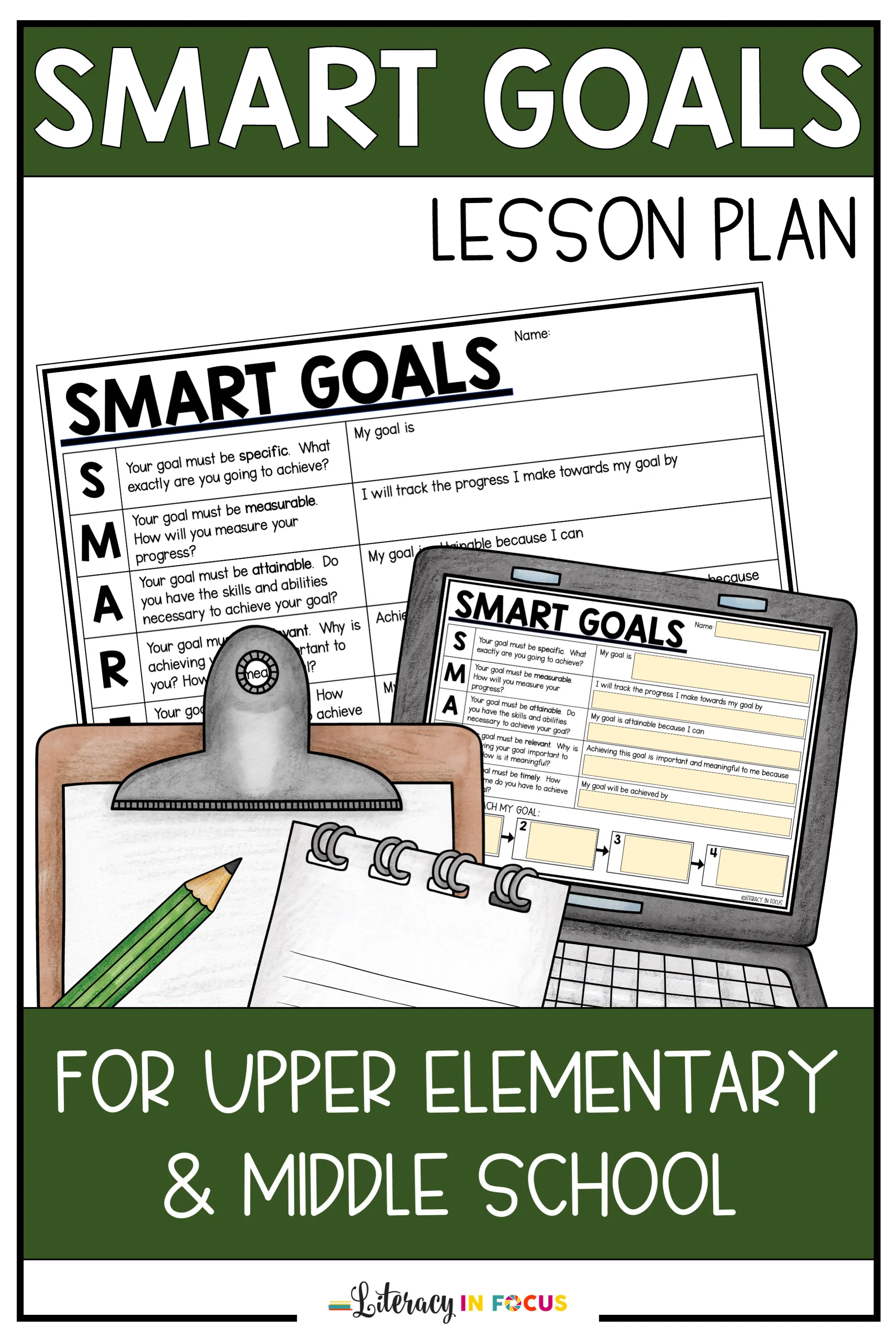 Free SMART Goals Planning Template for Elementary and Middle School Students