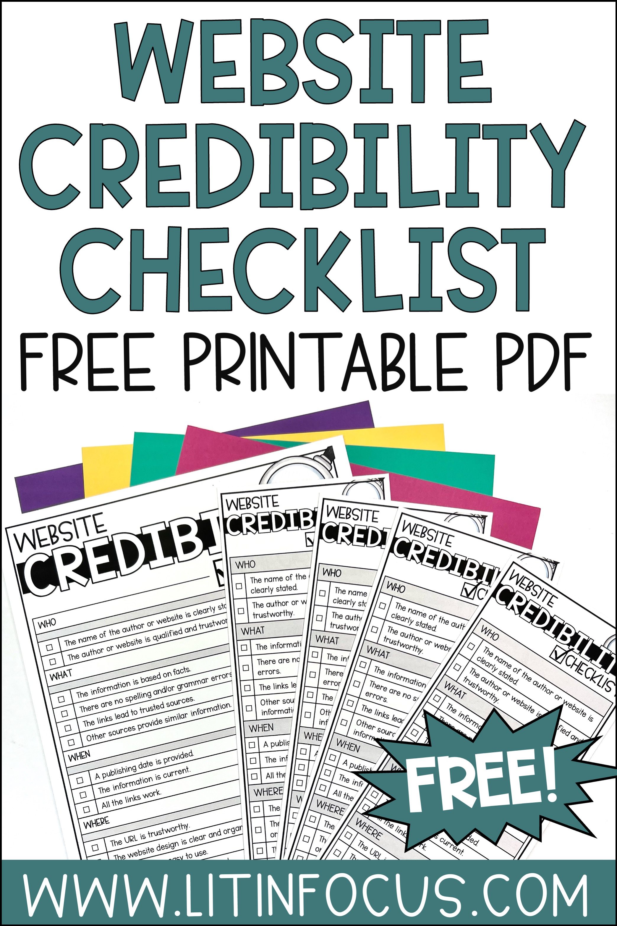 Free Website Evaluation Checklist for Elementary and Middle School Students