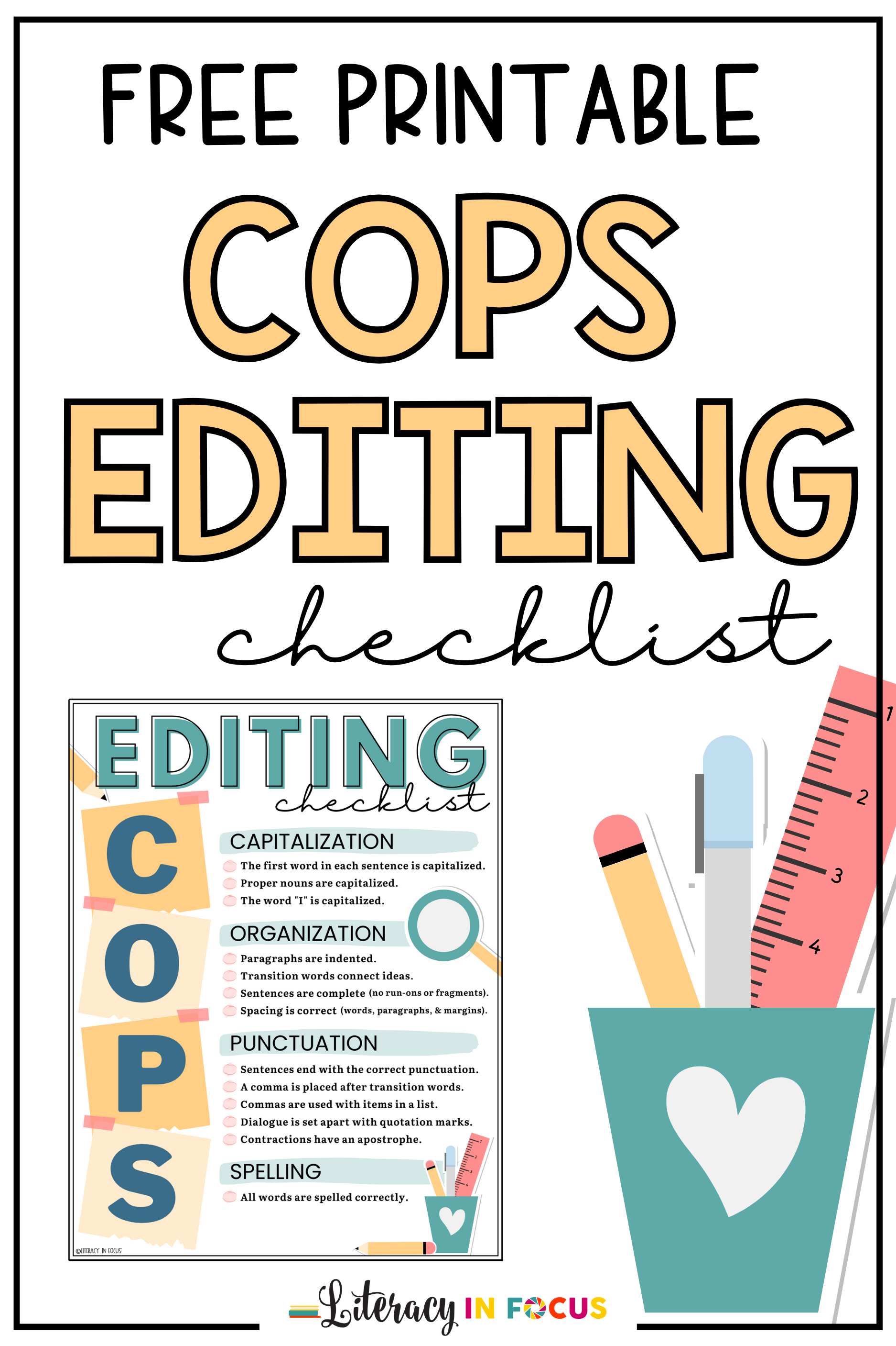 Free Printable PDF | COPS Editing Checklist
