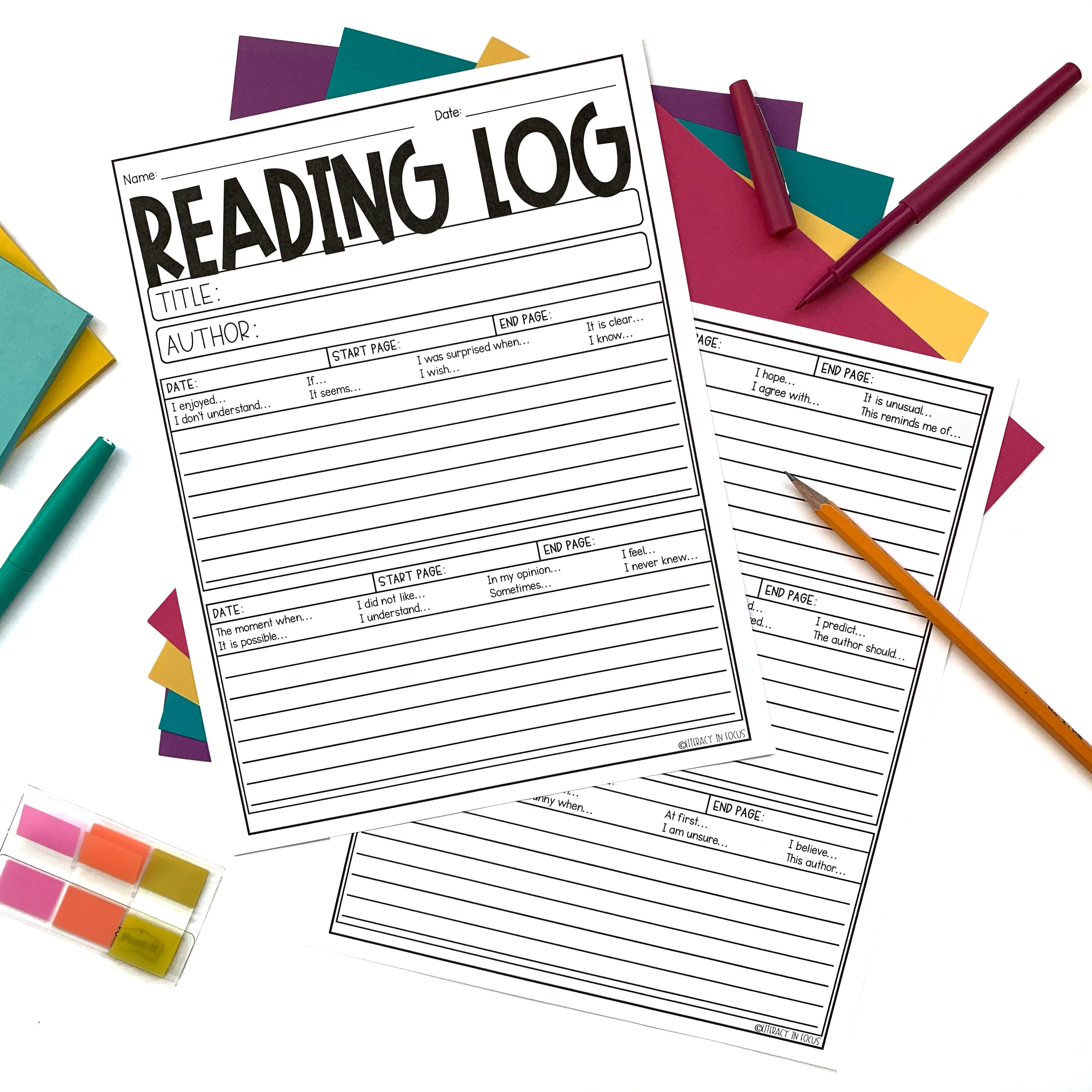 Reading Log for Independent Reading