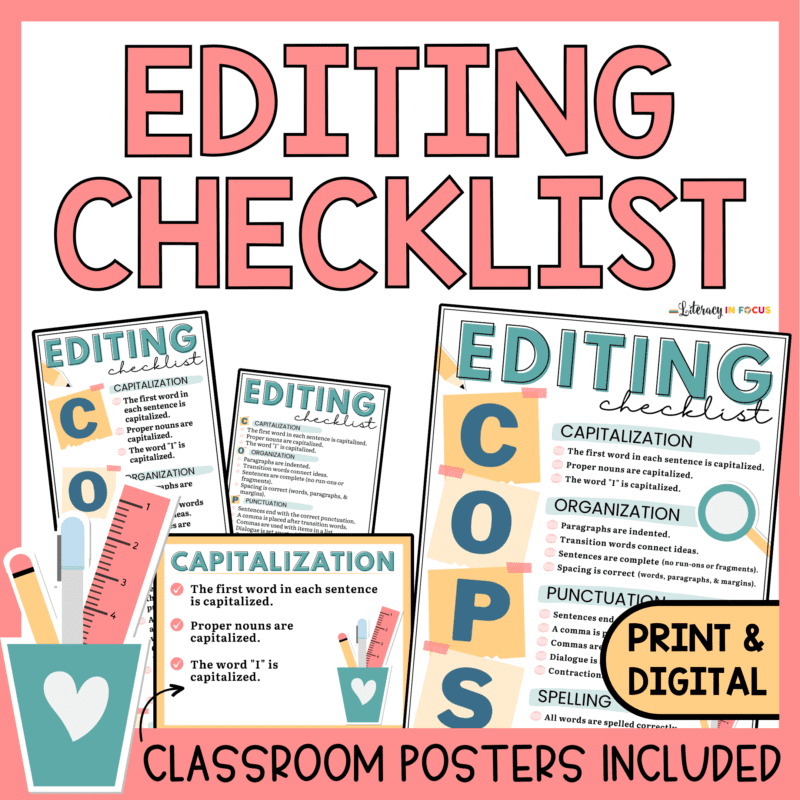 Free Printable PDF COPS Editing Checklist Literacy In Focus