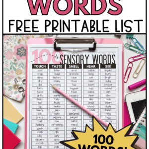 100 Sensory Word List Free Printable PDF