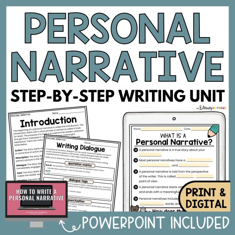 Personal Narrative Anchor Chart | Free Printable PDF - Literacy In Focus