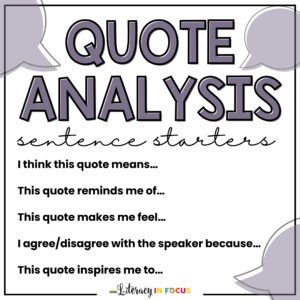 quote analysis sentence starters