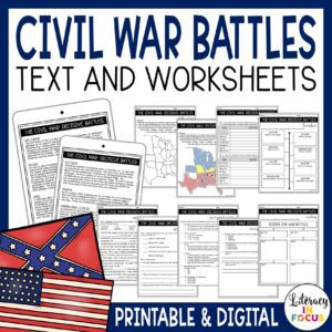 Civil War Battles Worksheets