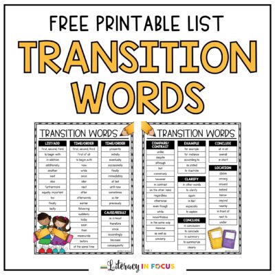 free list of transition words